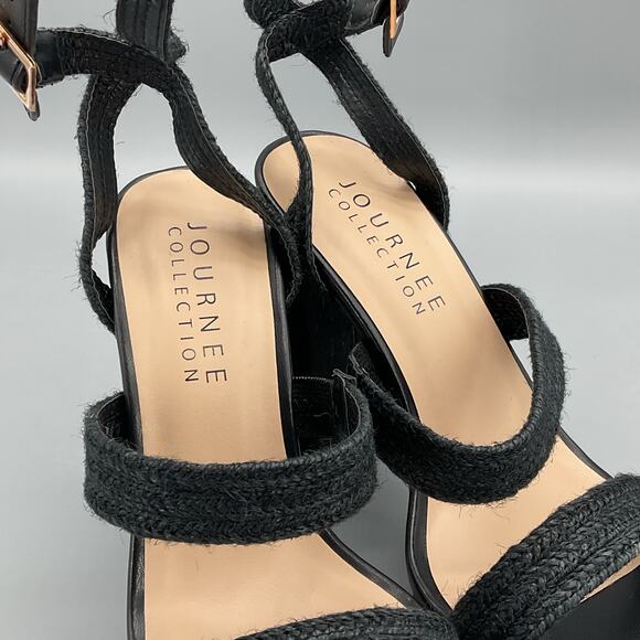 NEW Journee Collection Women’s Sienne Block Heel Sandals Black Size 8 - Picture 6 of 10
